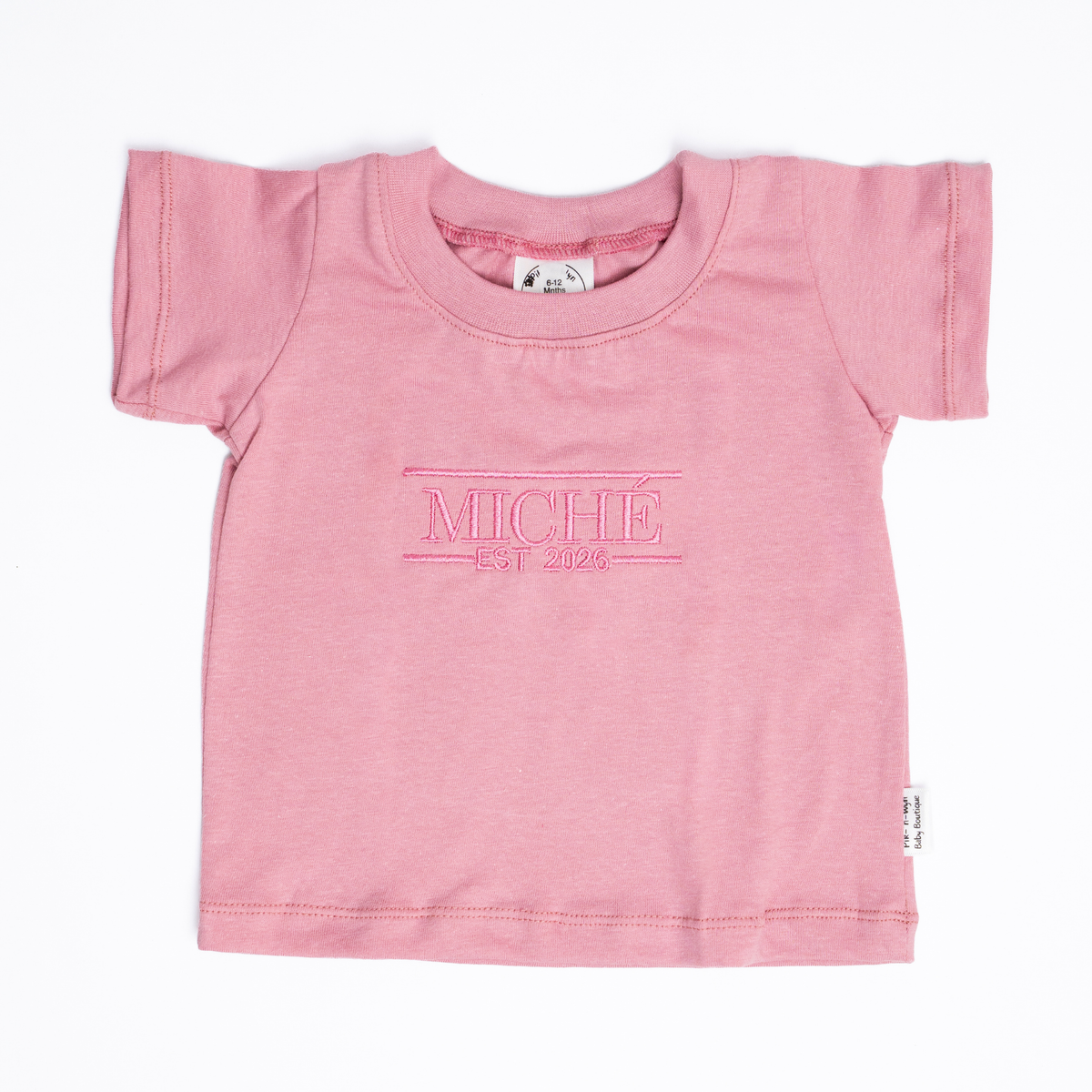 Personalised Name T-Shirt | Custom Embroidery | Dusty Rose