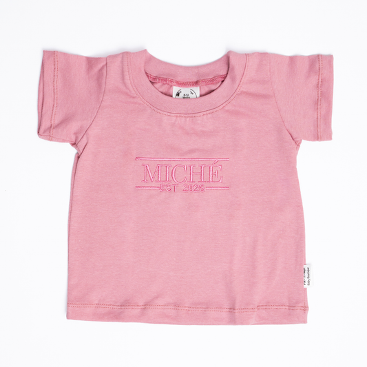 Personalised Name T-Shirt | Custom Embroidery | Dusty Rose