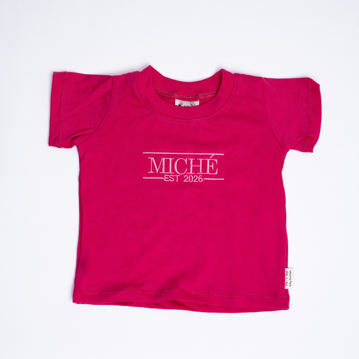 Personalised Name T-Shirt | Custom Embroidery | Cerise Pink