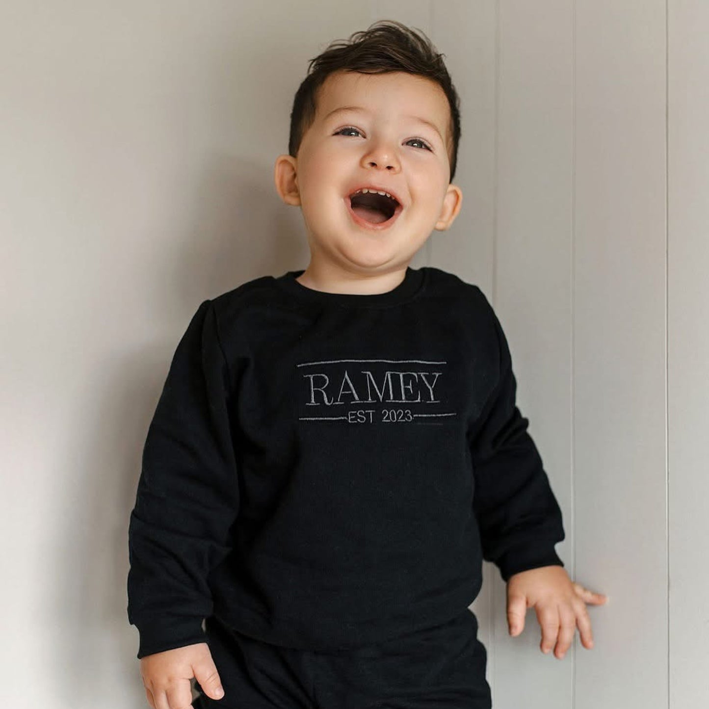 Personalised Name Sweater | Custom Embroidery |  Black - Grey Embroidery