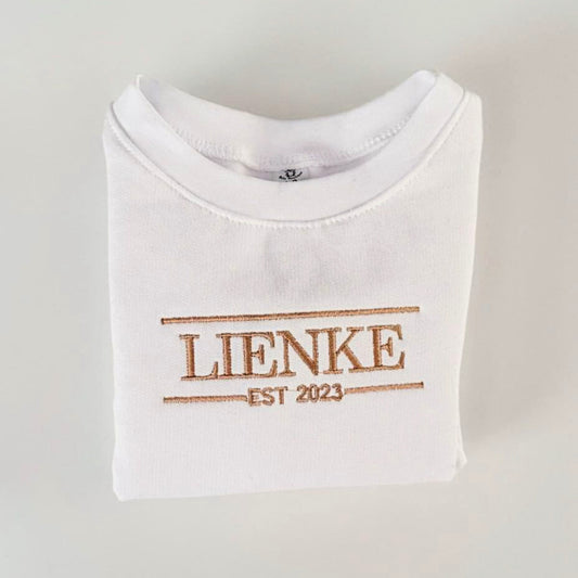 Personalized White Sweater - Teddy Brown Embroidery