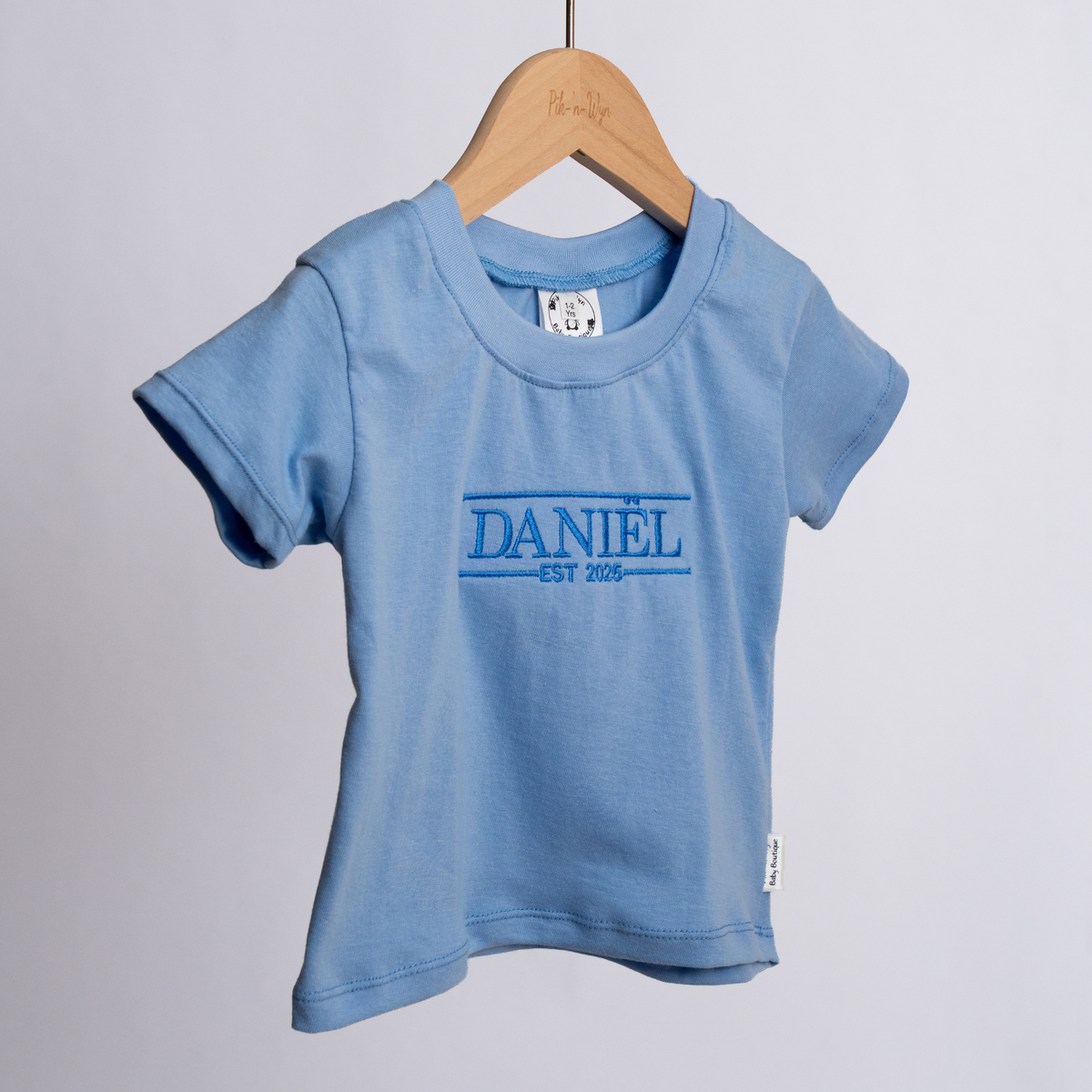 Personalised Name T-Shirt | Custom Embroidery | Blue