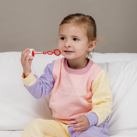Personalised Name Sweater | Custom Embroidery | Peach Colour Block