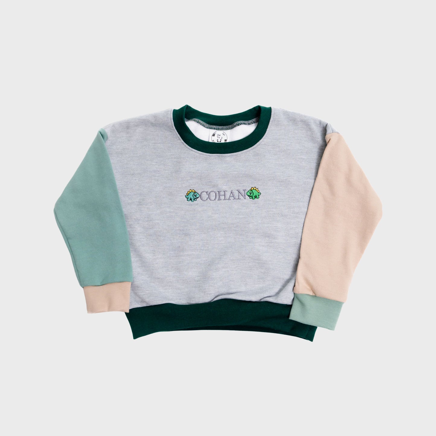 Personalised Name Sweater | Custom Embroidery | Grey Colour Block