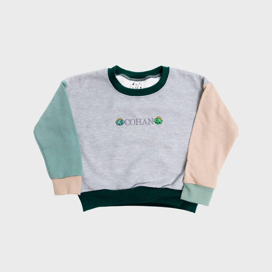 Personalised Name Sweater | Custom Embroidery | Grey Colour Block