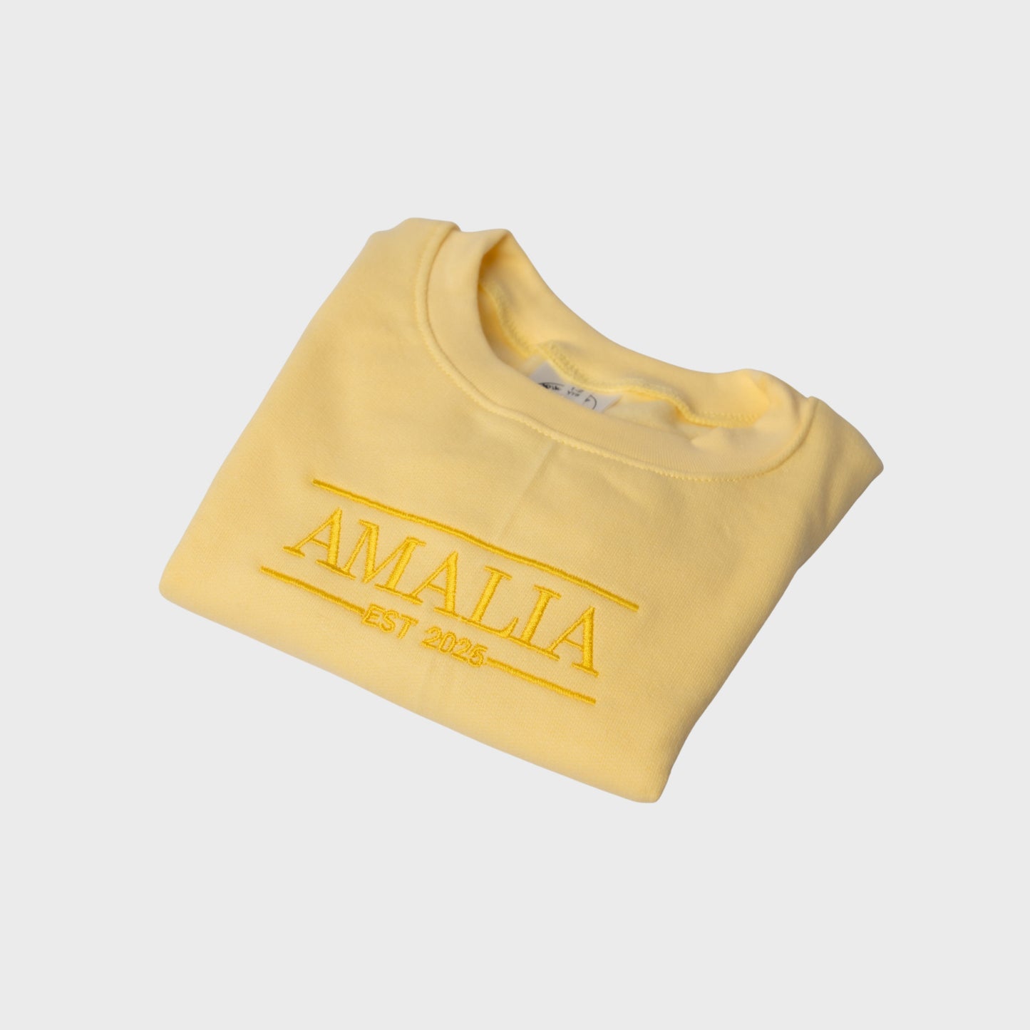 Personalised Name Sweater | Custom Embroidery | Butter Yellow