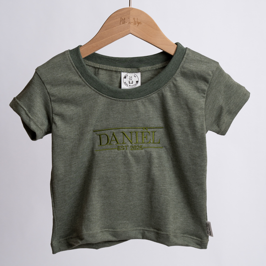 Personalised Name T-Shirt | Custom Embroidery | Khaki Green
