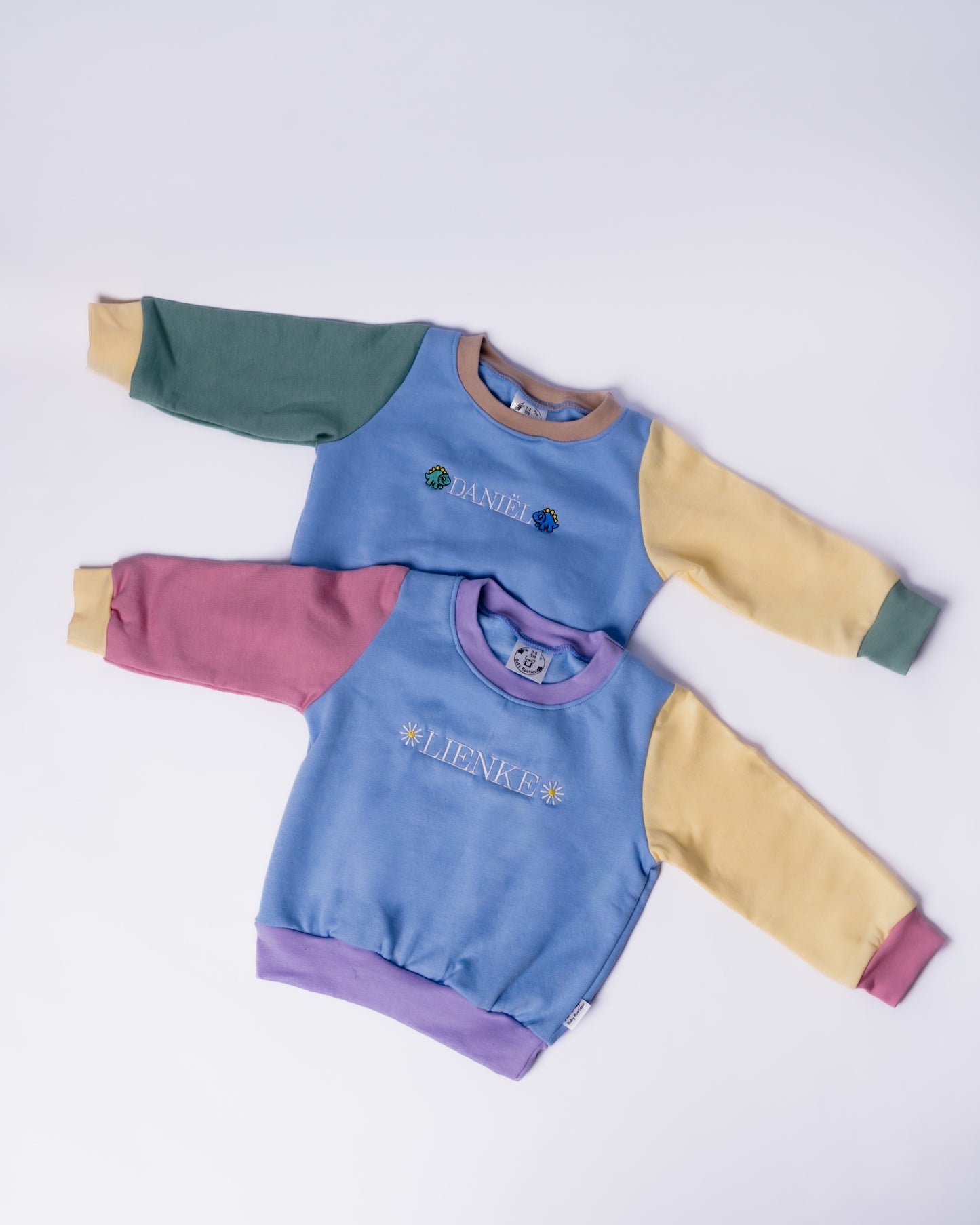 Blue Colour Block Personalised Sweater