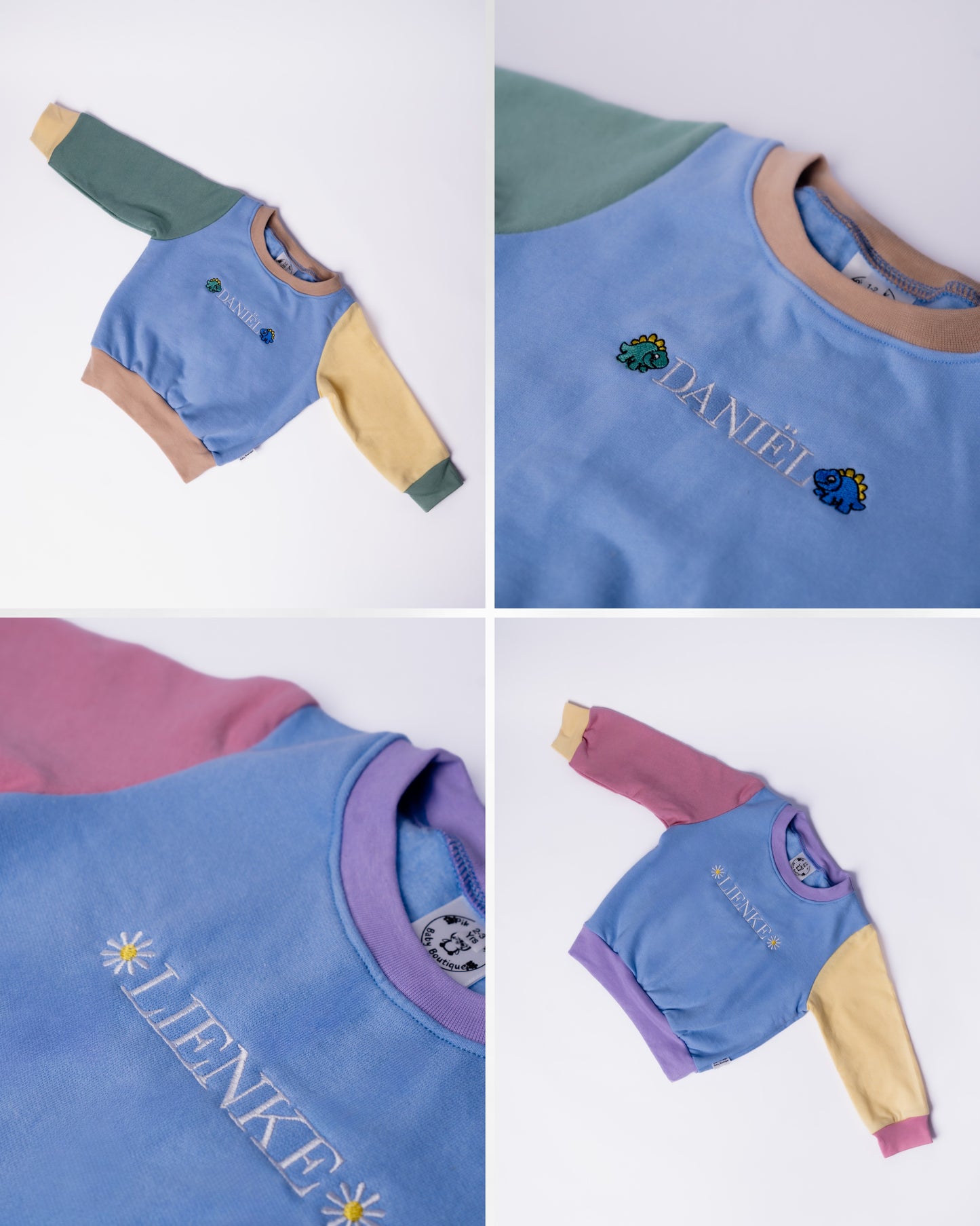 Blue Colour Block Personalised Sweater