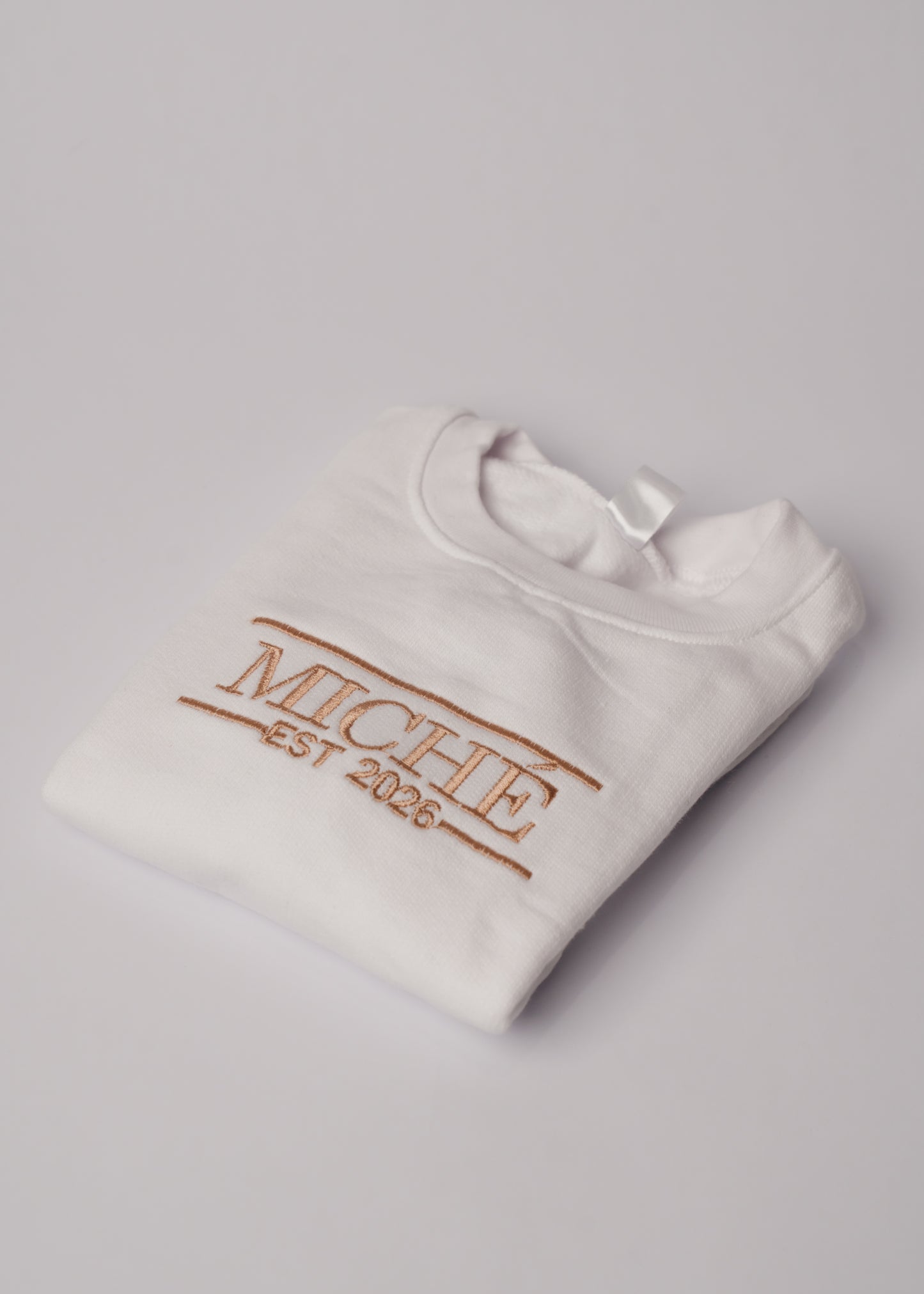Personalised White Sweater - Teddy Brown Embroidery
