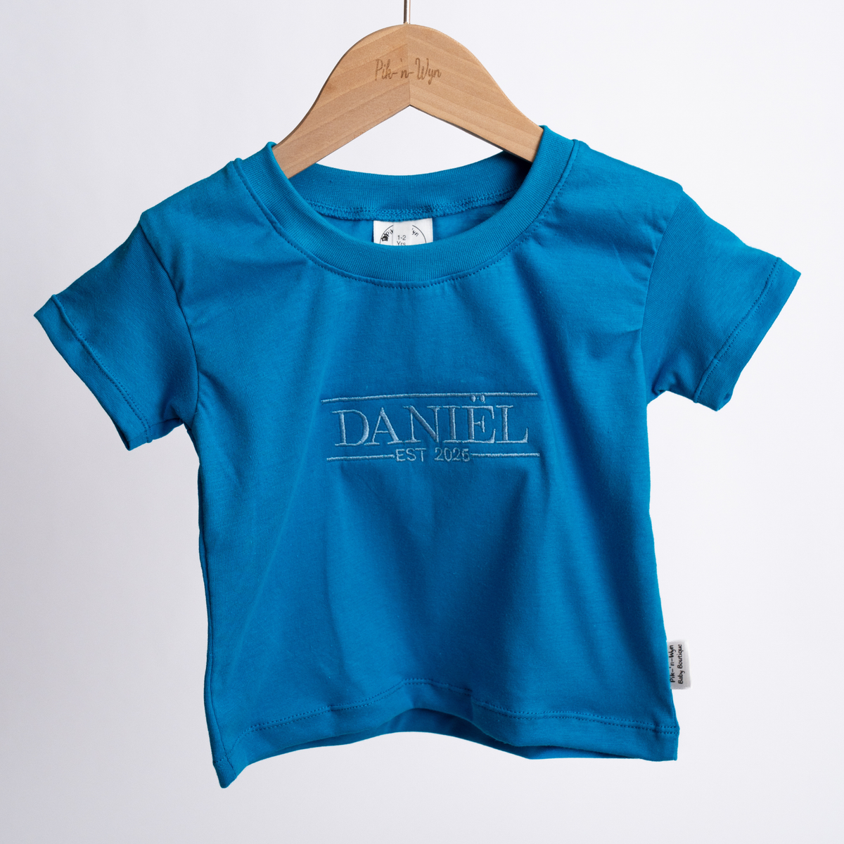 Personalised Name T-Shirt | Custom Embroidery | Turquoise